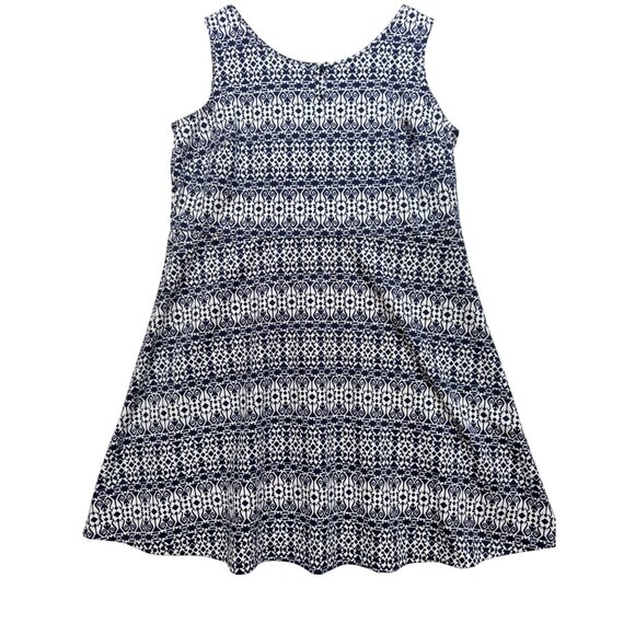 Talbots Womens Sleeveless A-Line Dress Size 2X Navy White Geometric Casual Chic - Picture 1 of 12